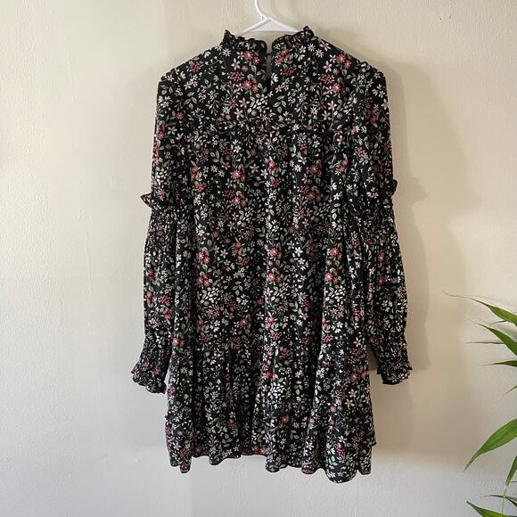 Lea & Viola Dress Womens S Black Floral Print Cottagecore Boho Casual Prairie - Picture 2 of 10